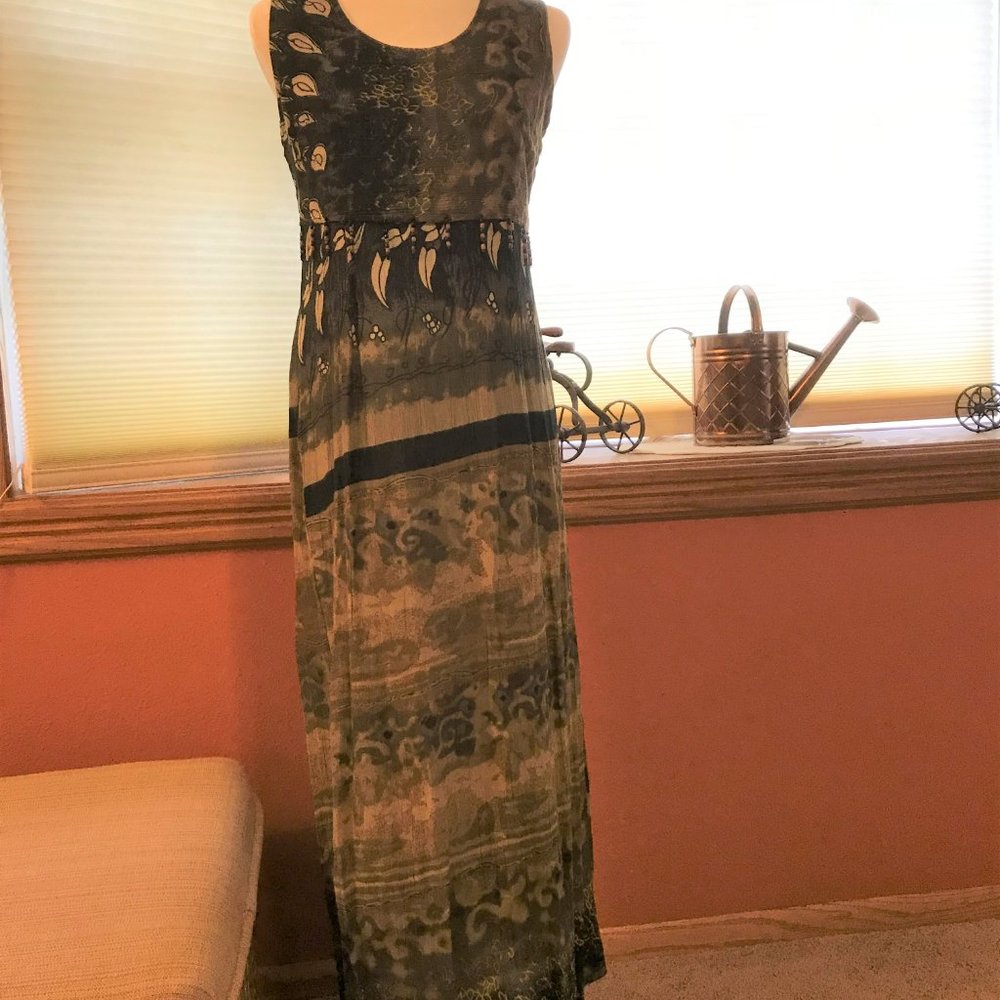 (Donating to goodwill) M.P.H. Ladies maxi dress with animal/tribal print